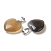 Heart Natural Grey Agate Pendants G-Q438-11-2