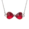 FireBrick Bowknot Glass Pendant Necklaces NJEW-TA00151-1