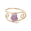 Copper Wired Gemstone Finger Rings RJEW-JR00978-4