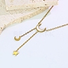 Stainless Steel & Natural White Shell Moon Star Pendant Y-Shaped Tassel Necklaces for Women PP3147-5