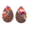 Transparent Resin & Walnut Wood Big Pendants RESI-T058-05I-2