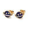 Ion Plating(IP) Enamel Planet with Star Stud Earrings with 316 Surgical Stainless Steel Pins EJEW-A081-06G-2
