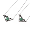 Natural Green Aventurine Triangle with Flower Pendant Necklace NJEW-P274-01AS-05-1