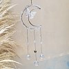 Natural Quartz Crystal Chip Wrapped Moon with Butterfly Hanging Ornaments PW-WG67734-04-1