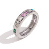 304 Stainless Steel Pave Colorful Cubic Zirconia Finger Rings FS-WG10745-04-1