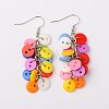 Colorful Resin Button Earrings EJEW-JE01119-1
