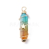 2Pcs 2 Style Two Tone Glass Double Terminated Point Beads Pendants Set PALLOY-JF02538-01-3
