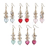 Synthetic White Howlite Chips & Glass Heart Dangle Earrings EJEW-JE05513-1