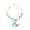 Whale Alloy Enamel Wine Glass Charms Sets AJEW-JO00232-2