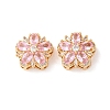 Brass Micro Pave Cubic Zirconia Beads KK-A284-19G-03-1