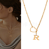 1Pc Letter & Heart Stainless Steel Lariat Necklaces for Women NJEW-LP0002-87G-R-1