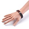 Natural Black Agate(Dyed) and Sandalwood Stretch Bracelets Sets BJEW-JB03937-7