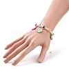 Round Glass Braided Bead Bracelet with Alloy Enamel Flower Charm for Women BJEW-JB08233-01-4