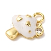 Brass Micro Pave Clear Cubic Zirconia Enamel Pendants KK-I276-26G-02-2