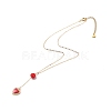 Alloy Enamel Charm & Rose Beads Lariat Necklace NJEW-JN03963-4