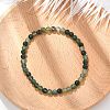 Natural Moss Agate Beaded Stretch Bracelets BJEW-D446-A-44-1