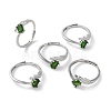 Green Synthetic Goldstone Oval & Rhinestone Wing Adjustable Rings RJEW-G295-04P-1