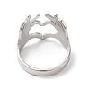 Non-Tarnish 304 Stainless Steel Hand Heart Open Cuff Ring for Women RJEW-K245-45P-2