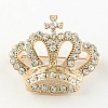 Crown Women's Light Gold Plated Alloy Rhinestone Brooches JEWB-R011-13-1