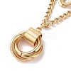 Vacuum Plating 304 Stainless Steel Double Chains Multi Layered Necklace with Rings Charm for Women STAS-E155-15G-3
