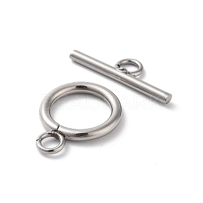 Non-Tarnish 304 Stainless Steel Ring Toggle Clasps STAS-A092-09H-P-1