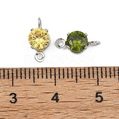 SHEGRACE Brass Pave Cubic Zirconia Flat Round Connector Charms XGRQ2O494-435P-1
