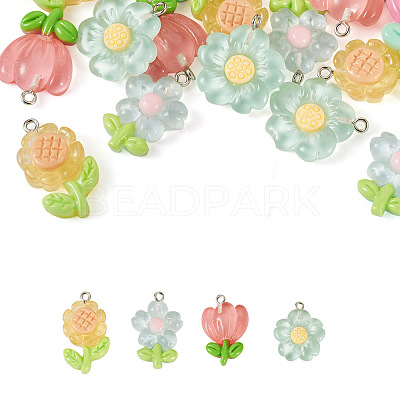 8Pcs 4 Styles Translucent Resin Pendants CRES-FP0001-08-1