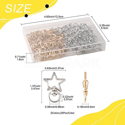 40Pcs 2 Colors Alloy Swivel Snap Hook Clasps FIND-FS0004-73C-1