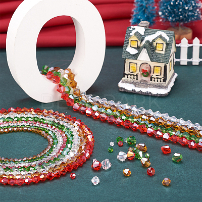 16 Strands 16 Style Christmas Theme Transparent Electroplate Glass Beads Strands EGLA-TA0001-25-1
