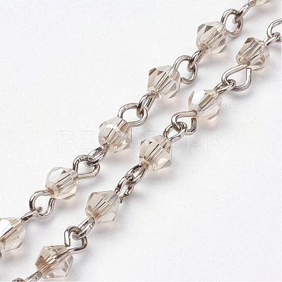 Handmade Electroplate Glass Beads Chains AJEW-JB00285-1