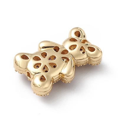 Real 18K Gold Plated Rack Plating Brass Micro Pave Cubic Zirconia Beads ZIRC-L100-135G-1