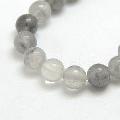 Natural Gemstone Cloudy Quartz Round Bead Strands X-G-O021-6mm-03B-1