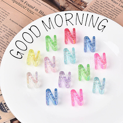 UV Plating Transparent Acrylic European Beads OACR-M027-02N-1