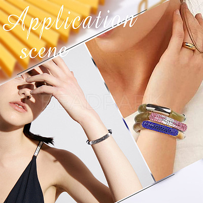16Pcs 8 Style Brass Rhinestone & Polymer Clay Rhinestone Curved Tube Beads RB-SC0001-07-1