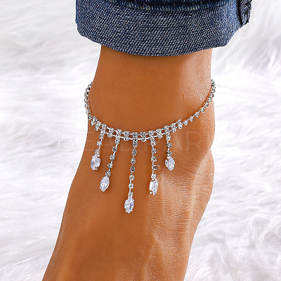 Brass Crystal Rhinestone Tennis Anklets for Wome FS-WGAF92D-08-1