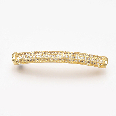 Brass Micro Pave Cubic Zirconia Tube Beads ZIRC-T004-75G-1