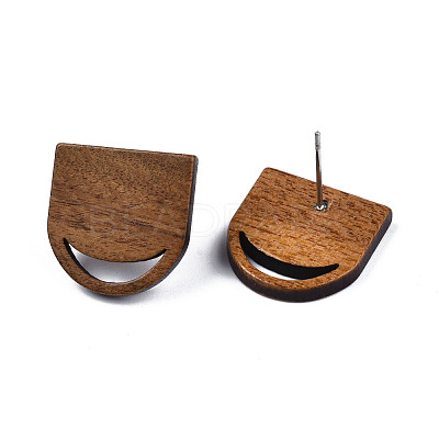 Walnut Wood Stud Earring Findings MAK-N032-010-1