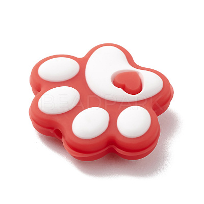Dog Paw Print Food Grade Eco-Friendly Silicone Beads SIL-K002-01A-1