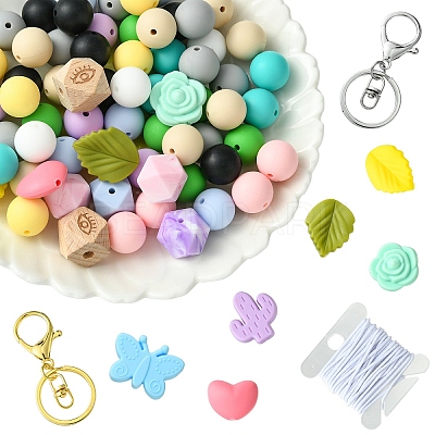 DIY Silicone Beaded Keychain Making Kit DIY-YW0008-62-1