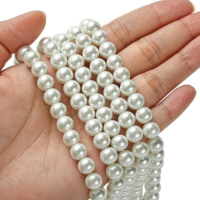 Eco-Friendly  Dyed Glass Pearl Round Beads Strands HY-A002-8mm-RB001-1