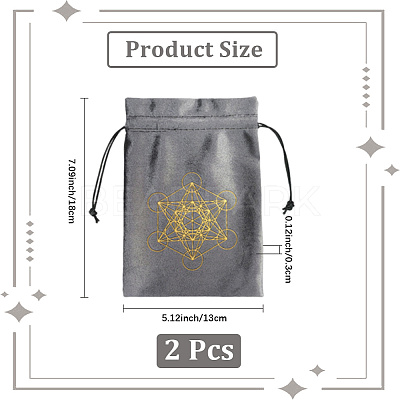 Rectangle Gold Stamping Velvet Tarot Storage Drawstring Bags for Divination ABAG-WH20001-25C-1