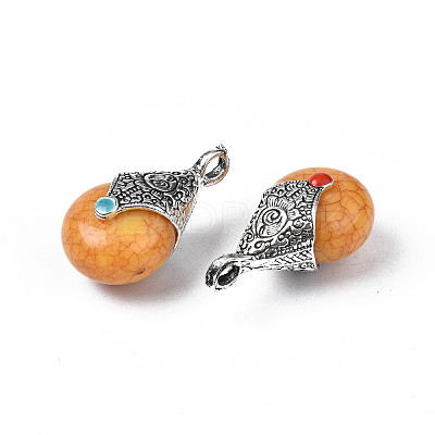 Tibetan Style Resin Pendants RESI-T022-16D-1