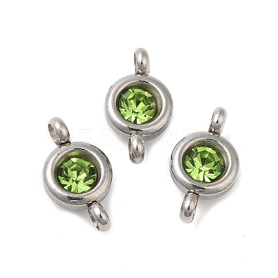 304 Stainless Steel Single Rhinestone Connector Charms STAS-E194-13P-08-1