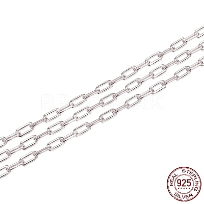 Anti-Tarnish Rhodium Plated 925 Sterling Silver Paperclip Chains STER-WH0011-07P-1