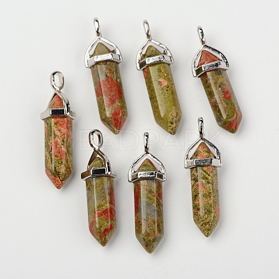 Natural Unakite Double Terminated Pointed Pendants G-F295-04B-1