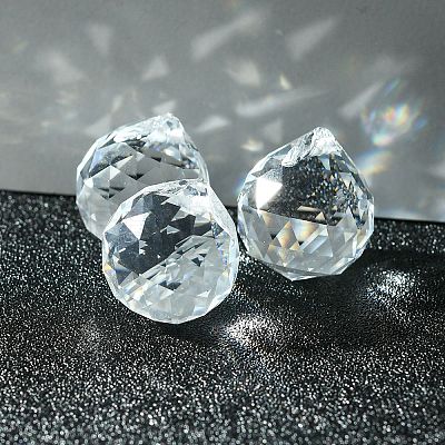 Clear Faceted Ball-Shaped Glass Pendants X-GR20X23MMY-1-1