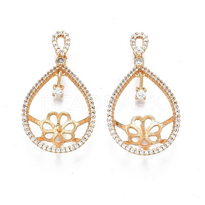 Brass Micro Pave Clear Cubic Zirconia Peg Bails Pendants KK-N232-230-1