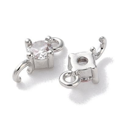 Rack Plating Brass Pave Clear Cubic Zirconia Connector Charms KK-Z039-39P-1