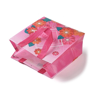 Mother's Day Theme Printed Flower Non-Woven Reusable Folding Gift Bags with Handle ABAG-F009-C03-1