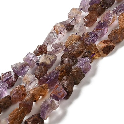 Raw Rough Natural Purple Phantom Quartz Purple Lodolite Quartz Beads Strands G-I283-G06-01-1